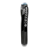 TK3511 - IP Light Black (IP Gun) Stainless Steel Ring with AAA Grade CZ in Sea Blue - Alamode - Flyclothing LLC