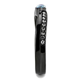 TK3511 - IP Light Black  (IP Gun) Stainless Steel Ring with AAA Grade CZ  in Sea Blue - Alamode