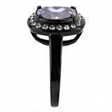TK3512 - IP Black(Ion Plating) Stainless Steel Ring with AAA Grade CZ in Amethyst - Alamode - Flyclothing LLC