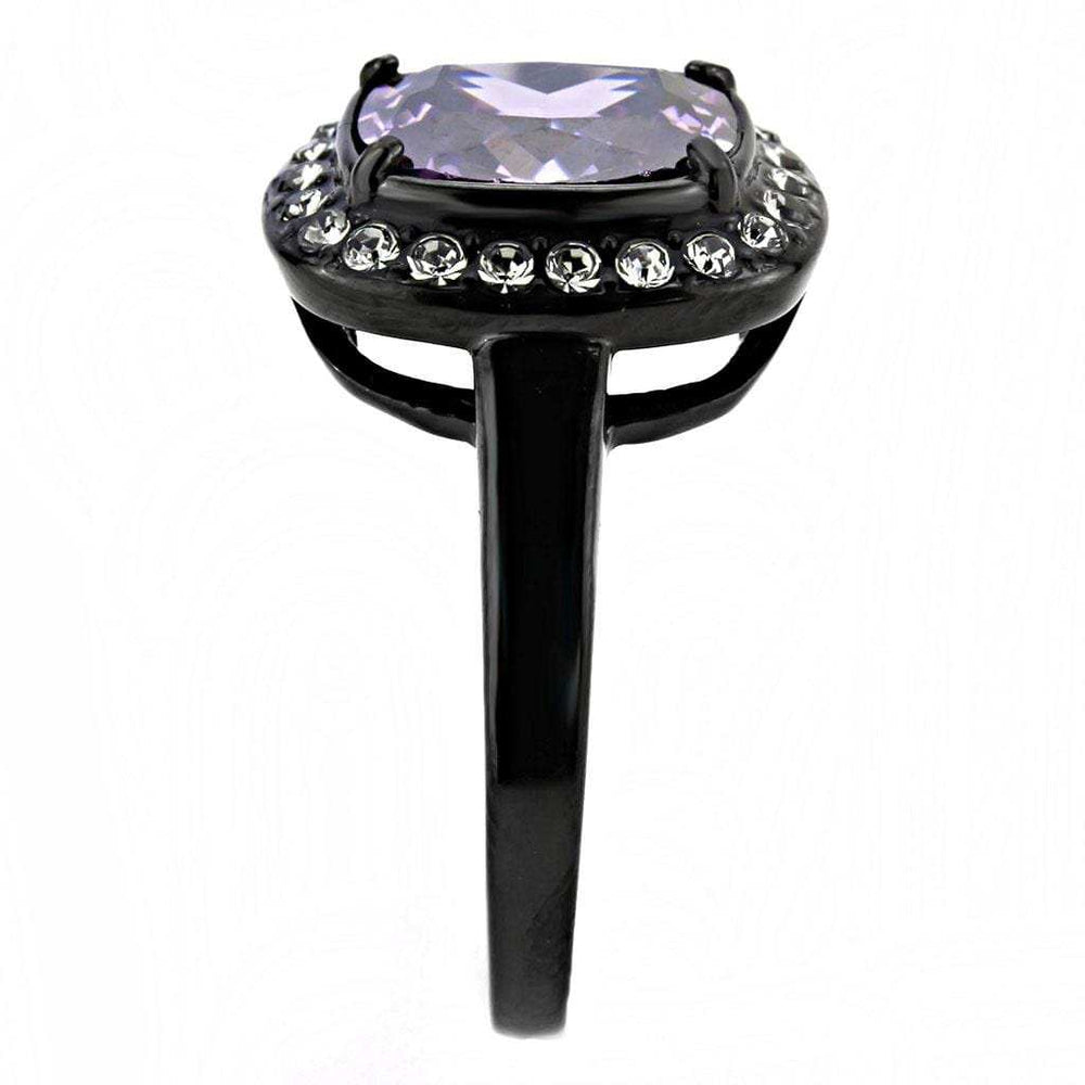 TK3512 - IP Black(Ion Plating) Stainless Steel Ring with AAA Grade CZ in Amethyst - Alamode - Flyclothing LLC