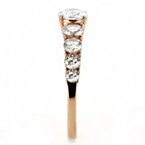 TK3516 - IP Rose Gold(Ion Plating) Stainless Steel Ring with AAA Grade CZ in Clear - Alamode - Flyclothing LLC