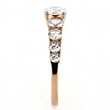 TK3516 - IP Rose Gold(Ion Plating) Stainless Steel Ring with AAA Grade CZ  in Clear - Alamode
