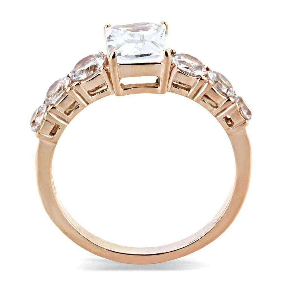 TK3517 - IP Rose Gold(Ion Plating) Stainless Steel Ring with AAA Grade CZ in Clear - Alamode - Flyclothing LLC