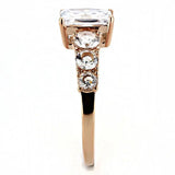 TK3517 - IP Rose Gold(Ion Plating) Stainless Steel Ring with AAA Grade CZ in Clear - Alamode - Flyclothing LLC