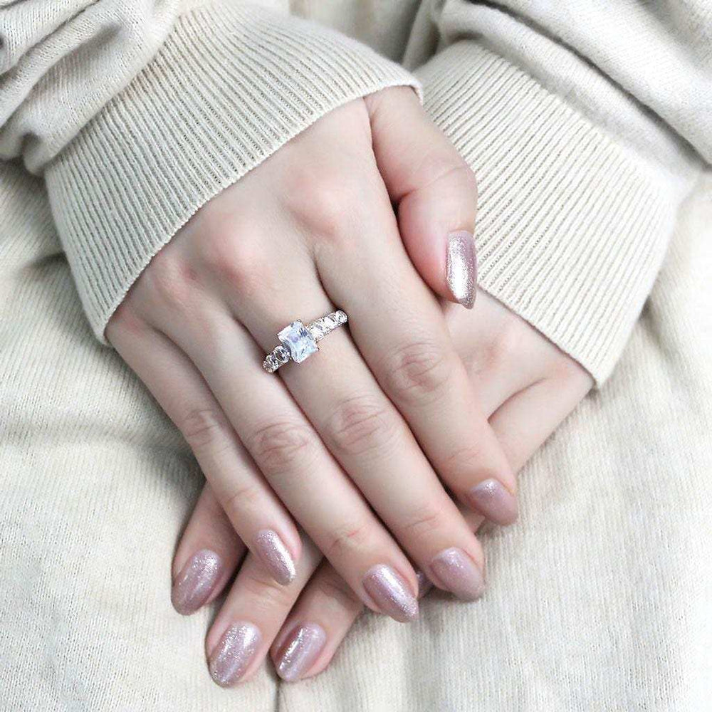 TK3517 - IP Rose Gold(Ion Plating) Stainless Steel Ring with AAA Grade CZ in Clear - Alamode - Flyclothing LLC