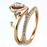 TK3518 - IP Rose Gold(Ion Plating) Stainless Steel Ring with AAA Grade CZ  in Clear - Alamode
