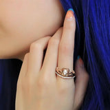TK3518 - IP Rose Gold(Ion Plating) Stainless Steel Ring with AAA Grade CZ in Clear - Alamode - Flyclothing LLC