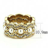 TK3520 - IP Gold(Ion Plating) Stainless Steel Ring with Synthetic Pearl in White - Alamode