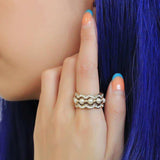 TK3520 - IP Gold(Ion Plating) Stainless Steel Ring with Synthetic Pearl in White - Alamode - Flyclothing LLC