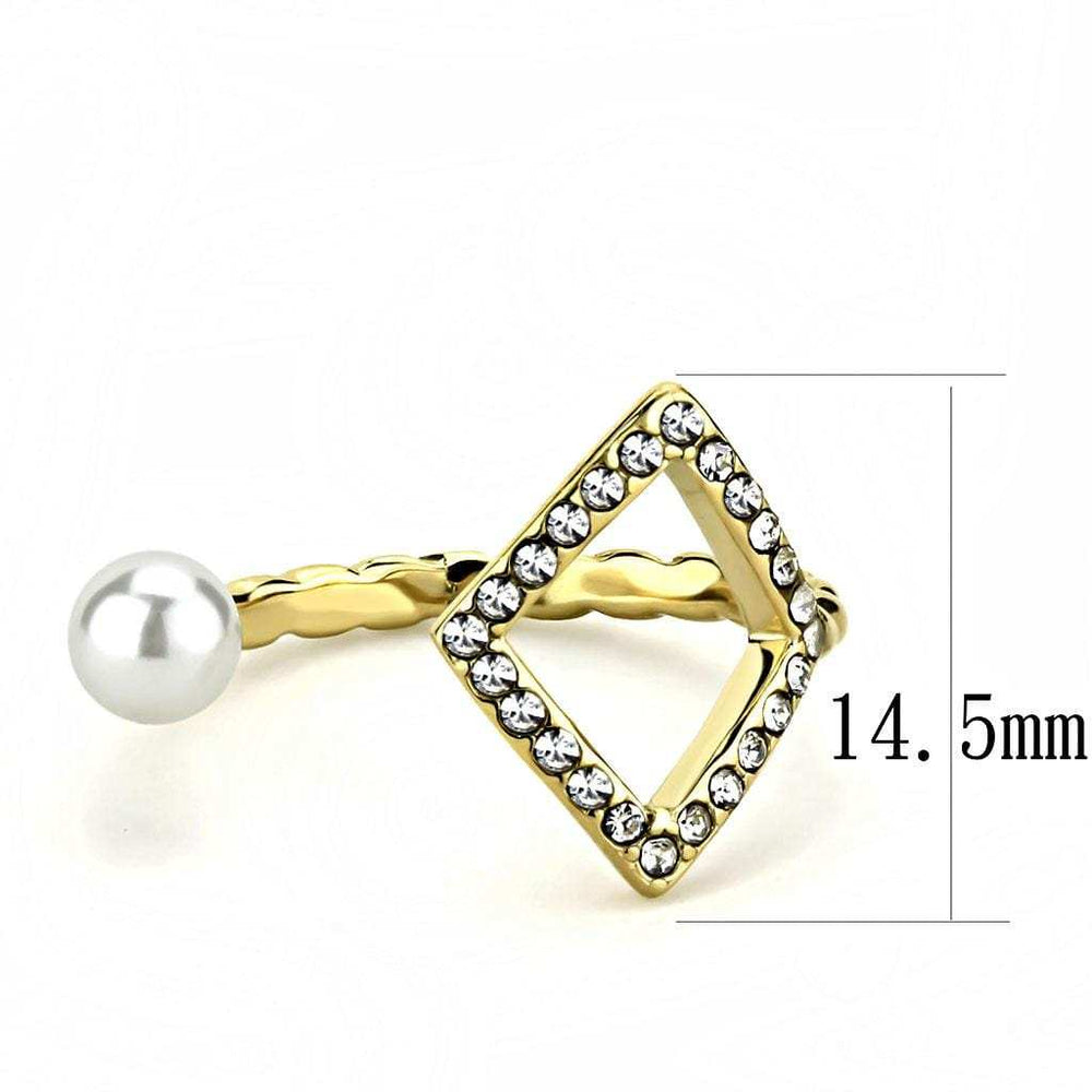 TK3523 - IP Gold(Ion Plating) Stainless Steel Ring with Synthetic Pearl in White - Alamode - Flyclothing LLC