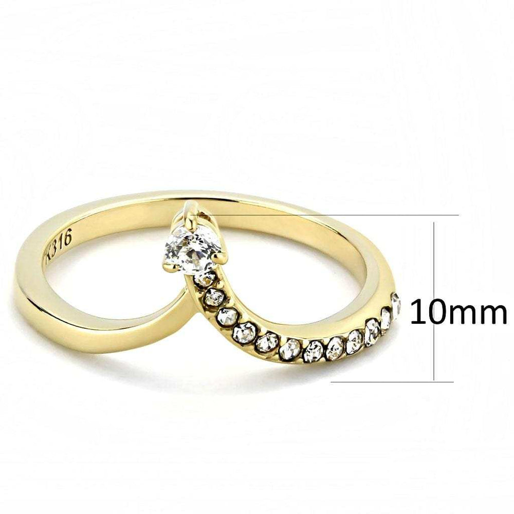 TK3524 - IP Gold(Ion Plating) Stainless Steel Ring with AAA Grade CZ in Clear - Alamode - Flyclothing LLC