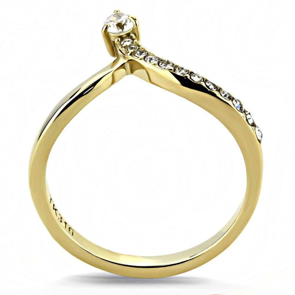 TK3524 - IP Gold(Ion Plating) Stainless Steel Ring with AAA Grade CZ in Clear - Alamode - Flyclothing LLC
