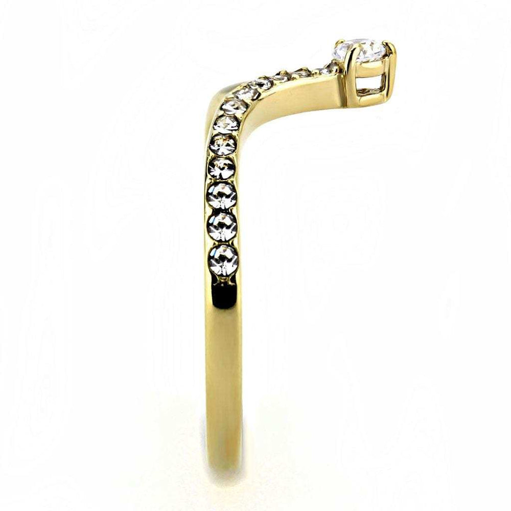 TK3524 - IP Gold(Ion Plating) Stainless Steel Ring with AAA Grade CZ in Clear - Alamode - Flyclothing LLC