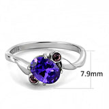 TK3525 - High polished (no plating) Stainless Steel Ring with AAA Grade CZ in Tanzanite - Alamode - Flyclothing LLC
