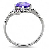 TK3525 - High polished (no plating) Stainless Steel Ring with AAA Grade CZ  in Tanzanite - Alamode