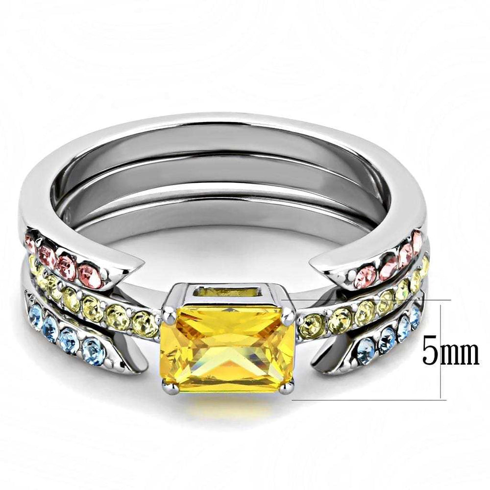 TK3526 - High polished (no plating) Stainless Steel Ring with AAA Grade CZ in Topaz - Alamode - Flyclothing LLC