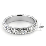 TK3533 - High polished (no plating) Stainless Steel Ring with Top Grade Crystal  in Clear - Alamode
