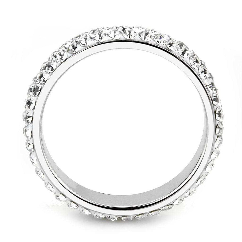 TK3533 - High polished (no plating) Stainless Steel Ring with Top Grade Crystal in Clear - Alamode - Flyclothing LLC