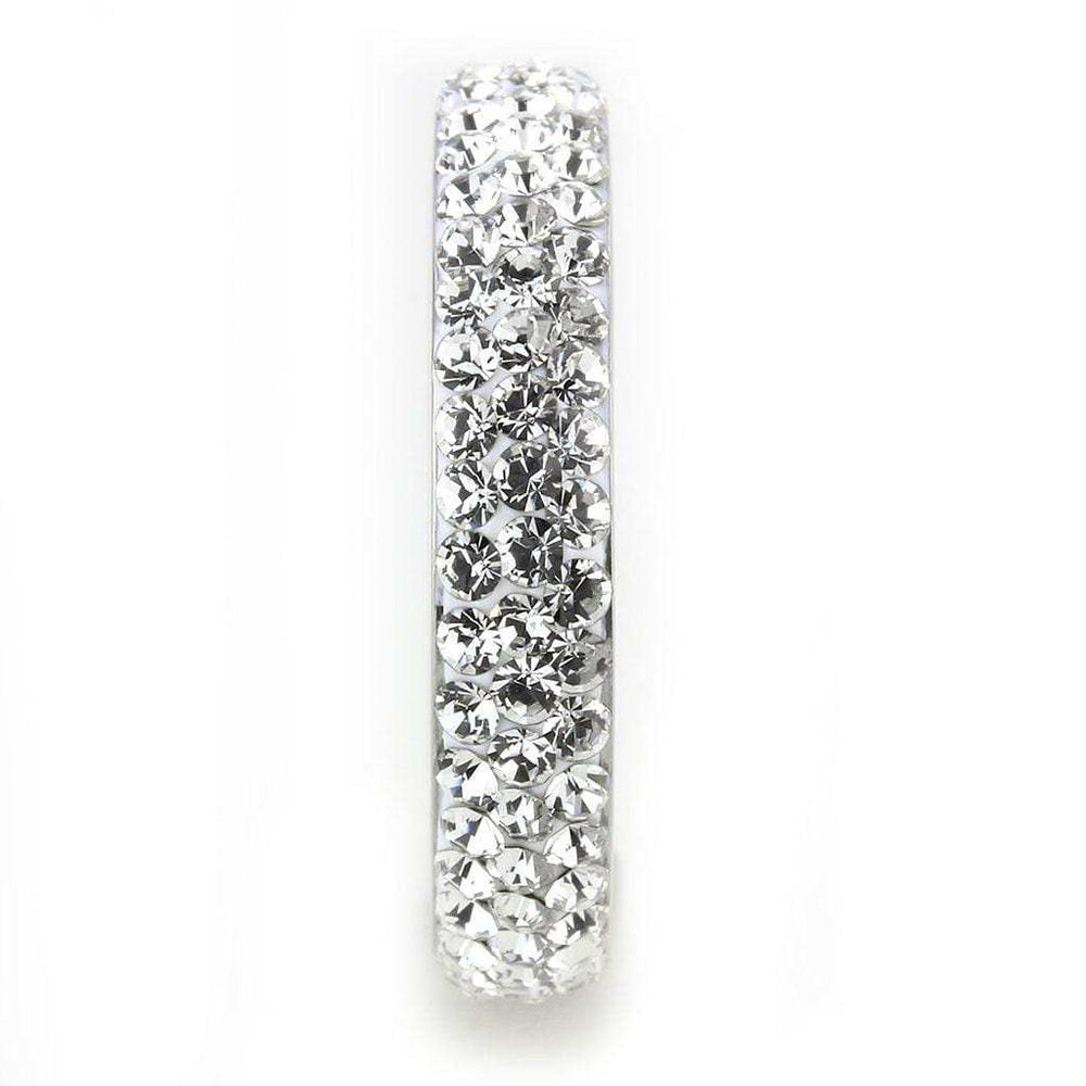 TK3533 - High polished (no plating) Stainless Steel Ring with Top Grade Crystal in Clear - Alamode - Flyclothing LLC