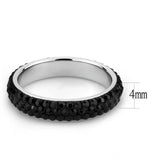 TK3534 - High polished (no plating) Stainless Steel Ring with Top Grade Crystal in Jet - Alamode - Flyclothing LLC
