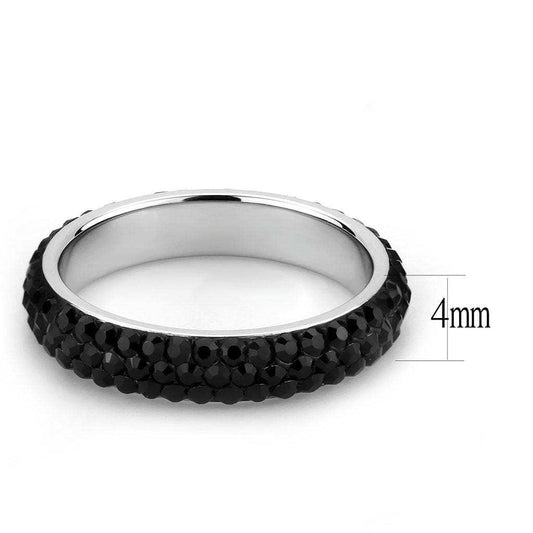 TK3534 - High polished (no plating) Stainless Steel Ring with Top Grade Crystal in Jet - Alamode - Flyclothing LLC