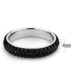 TK3534 - High polished (no plating) Stainless Steel Ring with Top Grade Crystal in Jet - Alamode - Flyclothing LLC