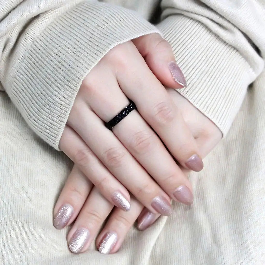TK3534 - High polished (no plating) Stainless Steel Ring with Top Grade Crystal in Jet - Alamode - Flyclothing LLC