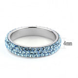 TK3535 - High polished (no plating) Stainless Steel Ring with Top Grade Crystal  in Sea Blue - Alamode