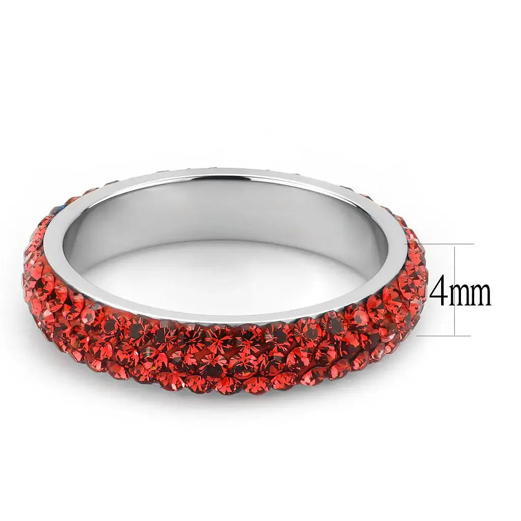 TK3536 - High polished (no plating) Stainless Steel Ring with Top Grade Crystal in Siam - Alamode - Flyclothing LLC