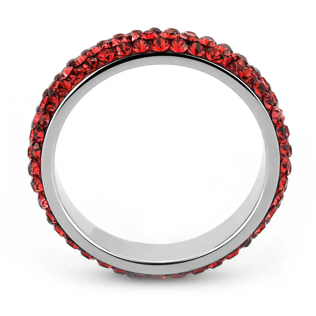 TK3536 - High polished (no plating) Stainless Steel Ring with Top Grade Crystal in Siam - Alamode - Flyclothing LLC