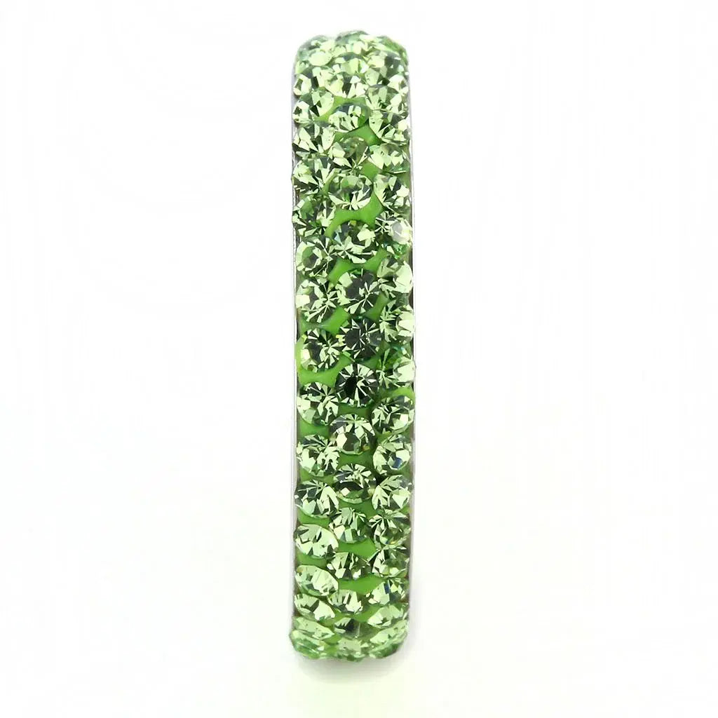 TK3537 - High polished (no plating) Stainless Steel Ring with Top Grade Crystal in Peridot - Alamode - Flyclothing LLC