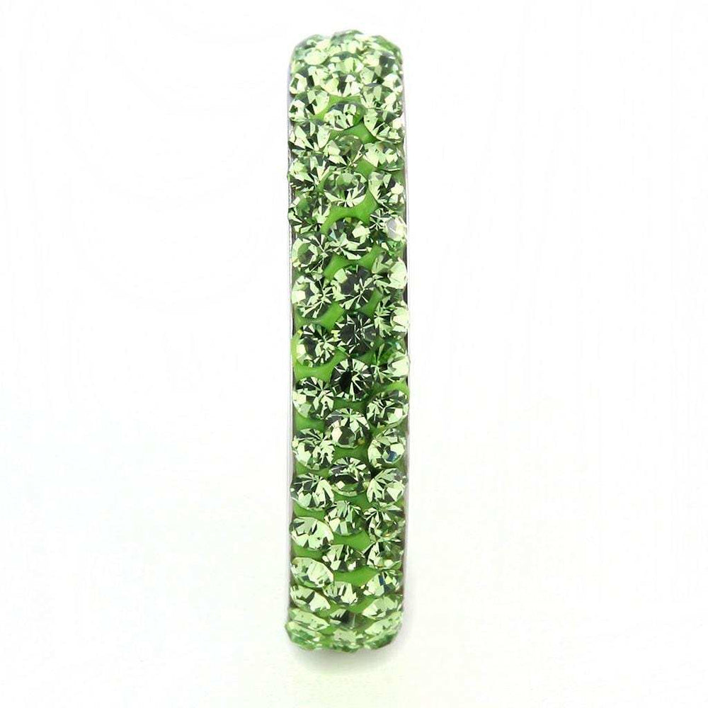 TK3537 - High polished (no plating) Stainless Steel Ring with Top Grade Crystal in Peridot - Alamode - Flyclothing LLC