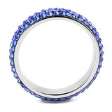 TK3539 - High polished (no plating) Stainless Steel Ring with Top Grade Crystal  in Sapphire - Alamode