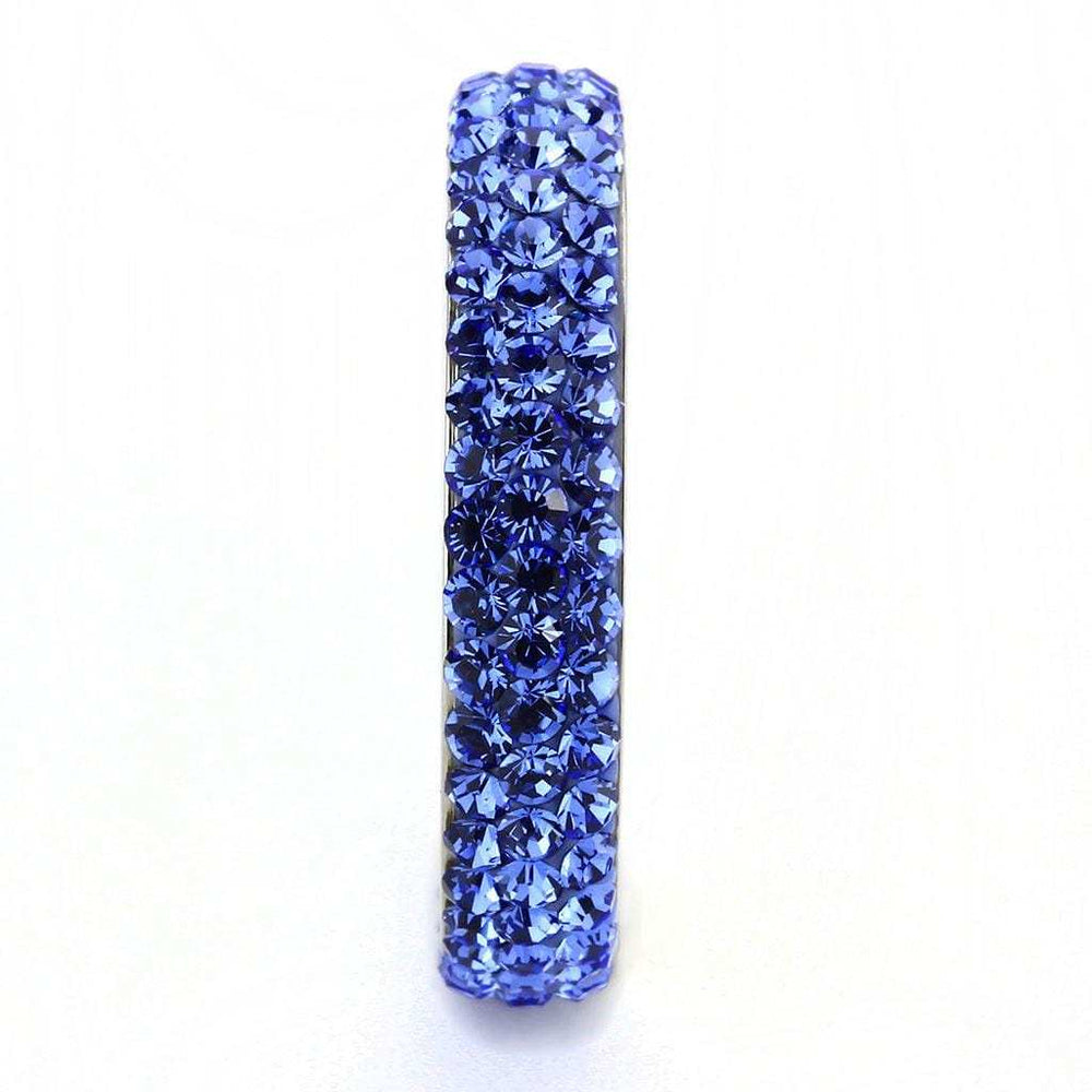 TK3539 - High polished (no plating) Stainless Steel Ring with Top Grade Crystal in Sapphire - Alamode - Flyclothing LLC