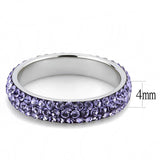 TK3540 - High polished (no plating) Stainless Steel Ring with Top Grade Crystal  in Tanzanite - Alamode