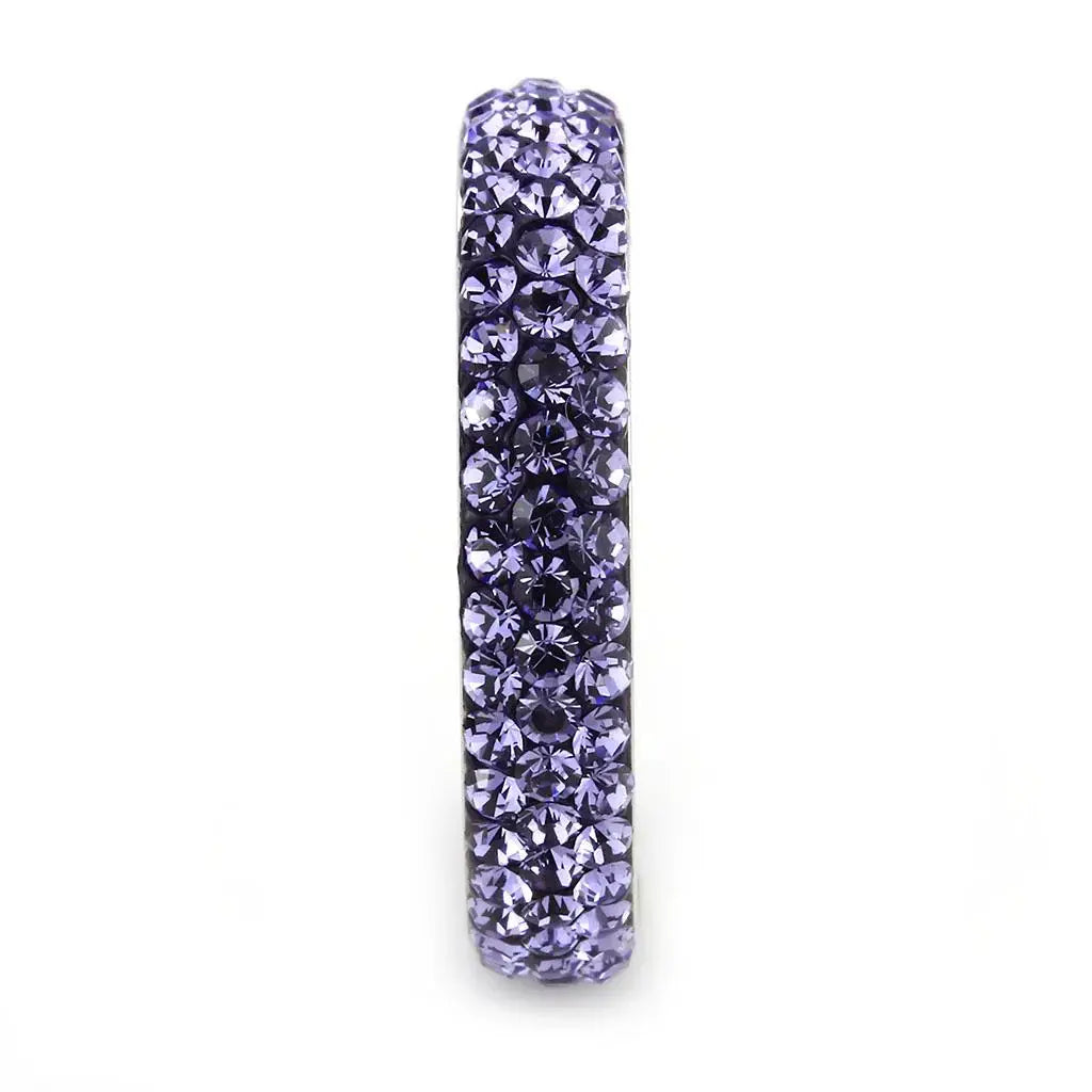 TK3540 - High polished (no plating) Stainless Steel Ring with Top Grade Crystal in Tanzanite - Alamode - Flyclothing LLC