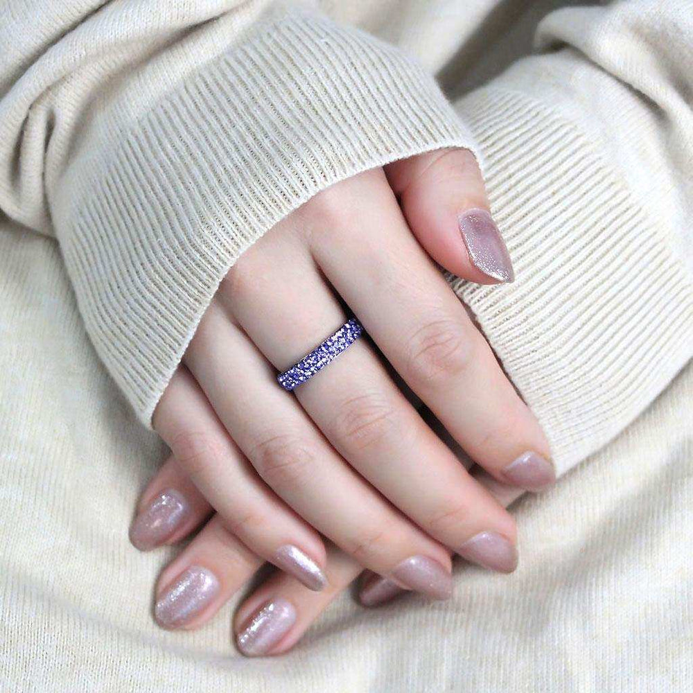 TK3540 - High polished (no plating) Stainless Steel Ring with Top Grade Crystal in Tanzanite - Alamode - Flyclothing LLC