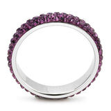TK3541 - High polished (no plating) Stainless Steel Ring with Top Grade Crystal in Amethyst - Alamode - Flyclothing LLC