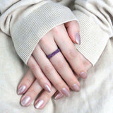 TK3541 - High polished (no plating) Stainless Steel Ring with Top Grade Crystal in Amethyst - Alamode - Flyclothing LLC