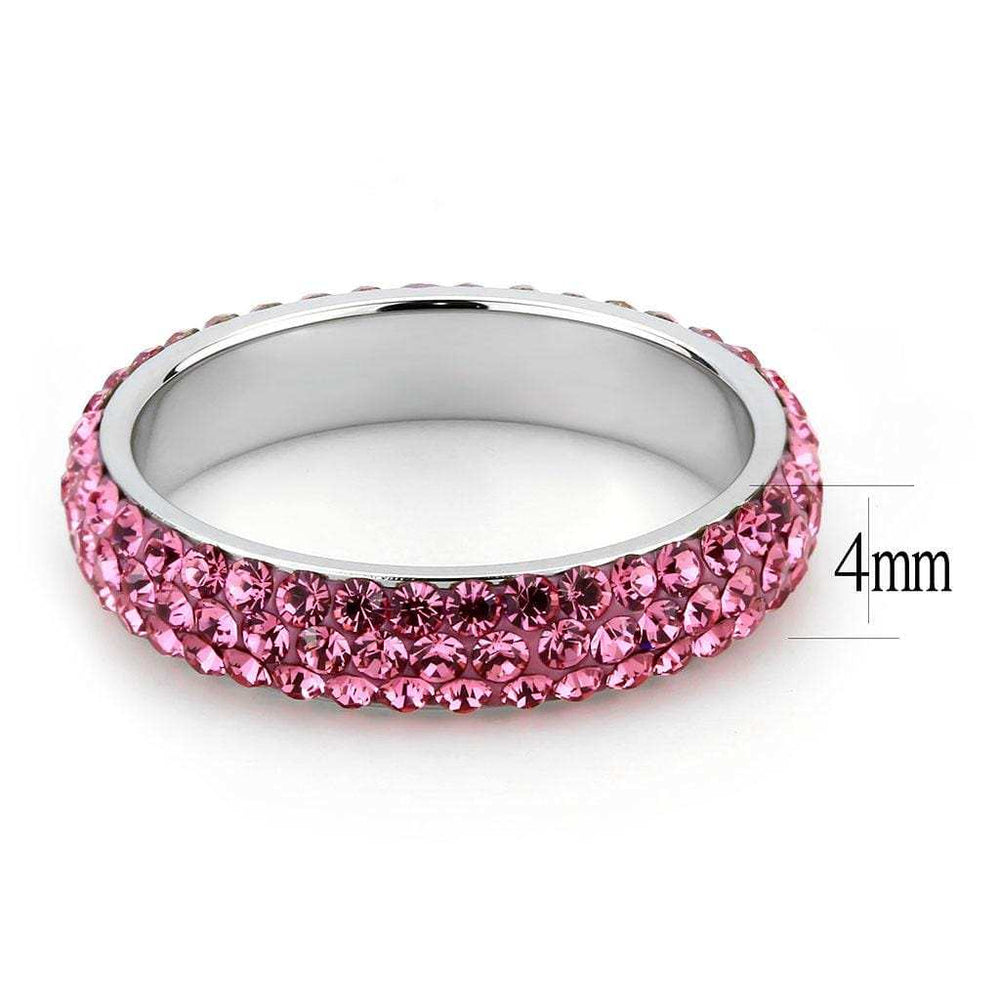 TK3542 - High polished (no plating) Stainless Steel Ring with Top Grade Crystal in Rose - Alamode - Flyclothing LLC
