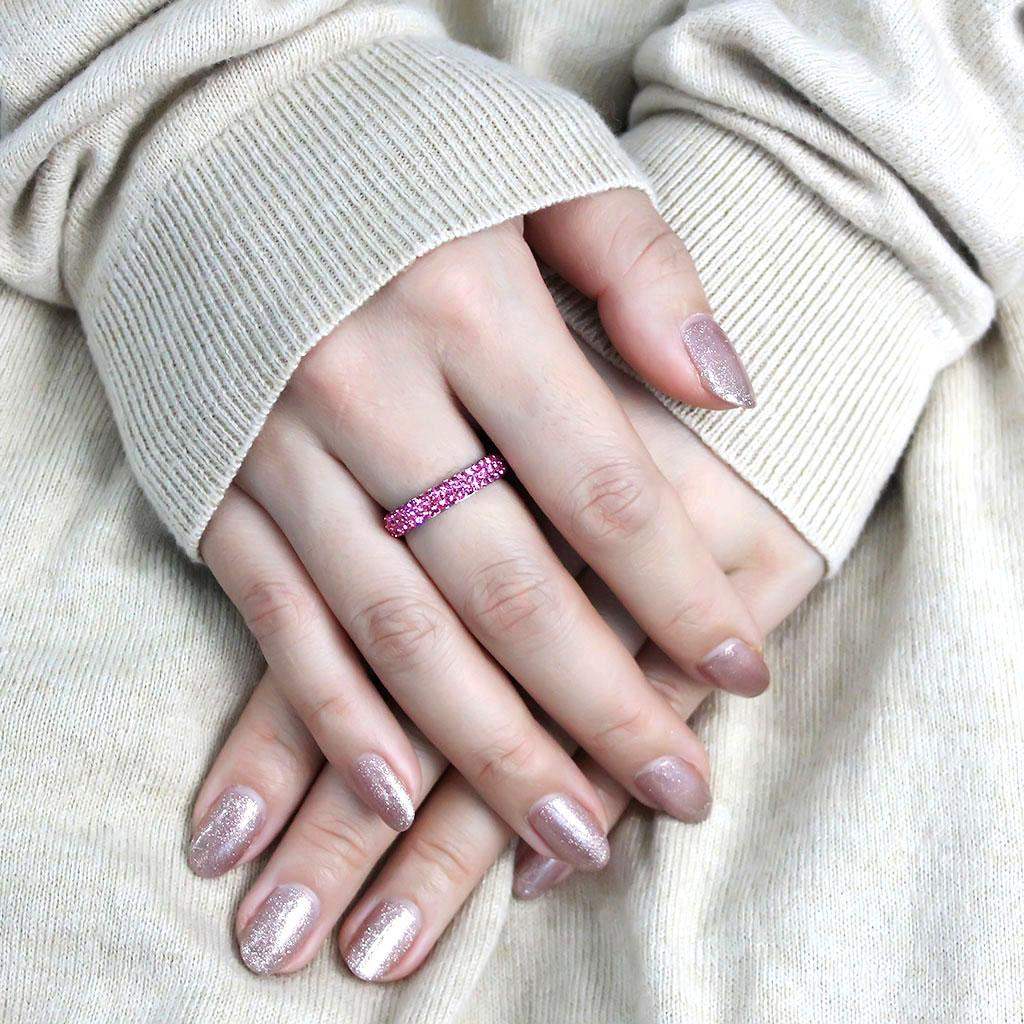 TK3542 - High polished (no plating) Stainless Steel Ring with Top Grade Crystal in Rose - Alamode - Flyclothing LLC
