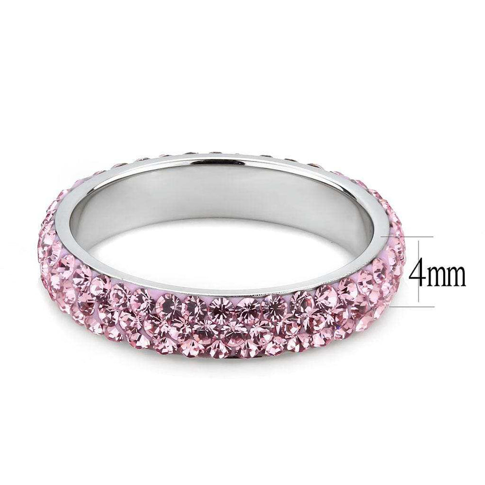 TK3543 - High polished (no plating) Stainless Steel Ring with Top Grade Crystal in Light Rose - Alamode - Flyclothing LLC