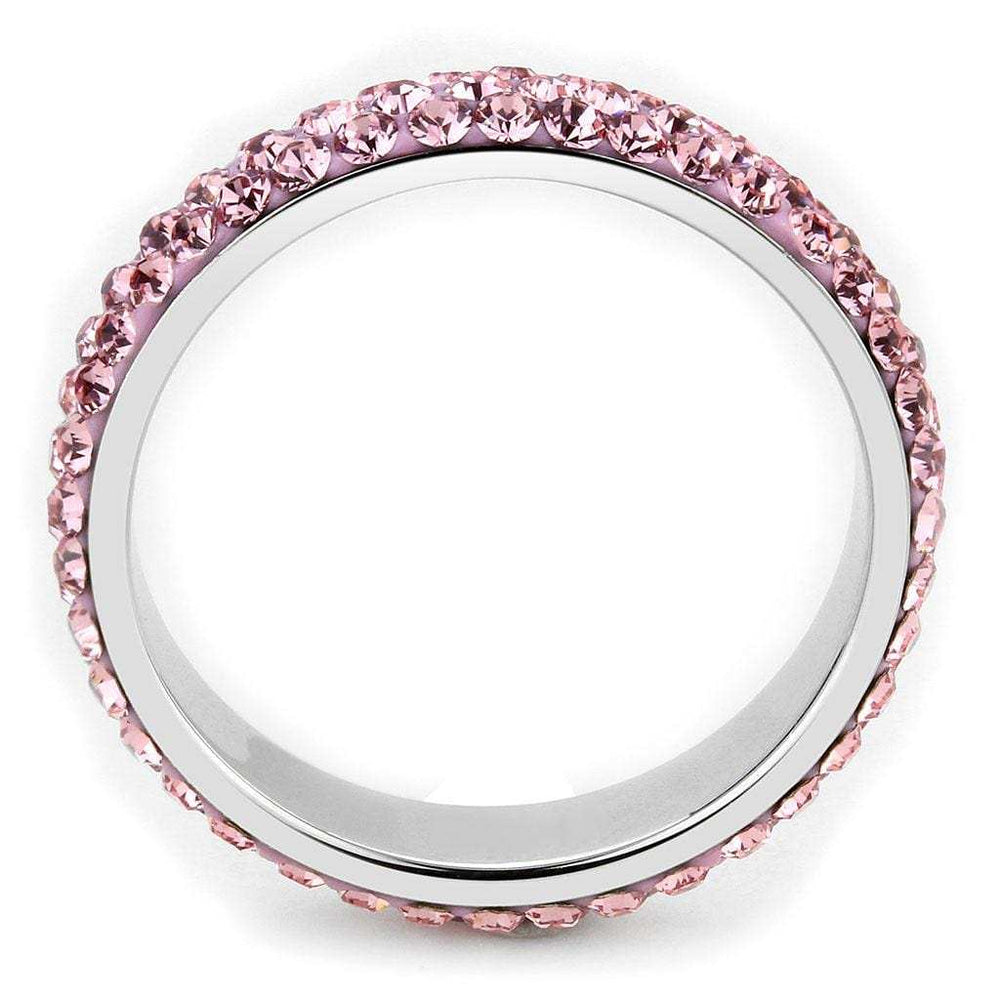 TK3543 - High polished (no plating) Stainless Steel Ring with Top Grade Crystal in Light Rose - Alamode - Flyclothing LLC