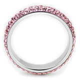 TK3543 - High polished (no plating) Stainless Steel Ring with Top Grade Crystal  in Light Rose - Alamode