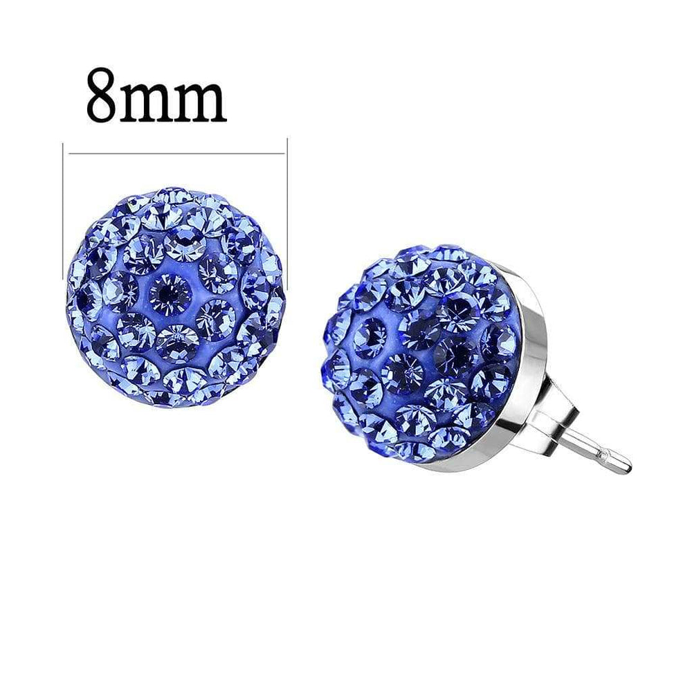 TK3550 - High polished (no plating) Stainless Steel Earrings with Top Grade Crystal in Sapphire - Alamode - Flyclothing LLC