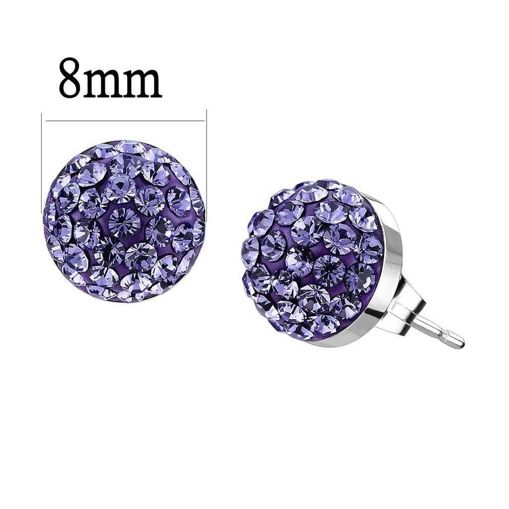 TK3551 - High polished (no plating) Stainless Steel Earrings with Top Grade Crystal in Tanzanite - Alamode - Flyclothing LLC