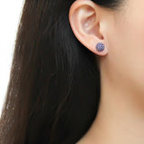 TK3551 - High polished (no plating) Stainless Steel Earrings with Top Grade Crystal  in Tanzanite - Alamode