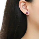 TK3552 - High polished (no plating) Stainless Steel Earrings with Top Grade Crystal in Amethyst - Alamode - Flyclothing LLC