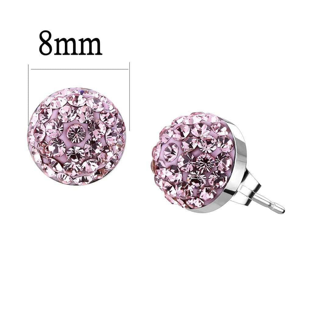 TK3554 - High polished (no plating) Stainless Steel Earrings with Top Grade Crystal in Light Rose - Alamode - Flyclothing LLC