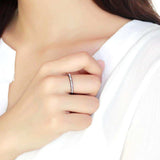 TK3556 - IP Black(Ion Plating) Stainless Steel Ring with Top Grade Crystal in Aurora Borealis (Rainbow Effect) - Alamode - Flyclothing LLC